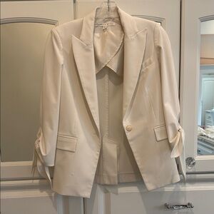 Veronica Beard Ivory Tie-Sleeve Blazer